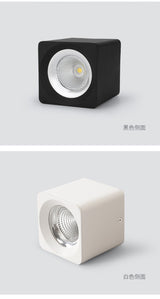 Surface Mounted Dimmable COB LED Downlights 15W AC85V-265V Black White LED Ceiling Down Lamp Indoor Lighting