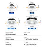 LED Downlight Recessed Round Aluminum LED Ceiling Lamp High Brightness 7W 10W 15W 20W 30W 36W Spotlight Warm Cold White 220-240V