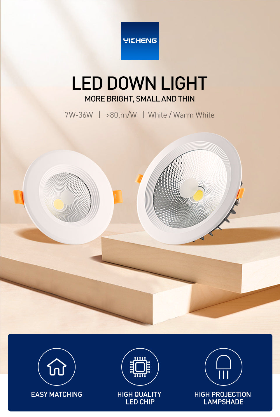 LED Downlight Recessed Round Aluminum LED Ceiling Lamp High Brightness 7W 10W 15W 20W 30W 36W Spotlight Warm Cold White 220-240V