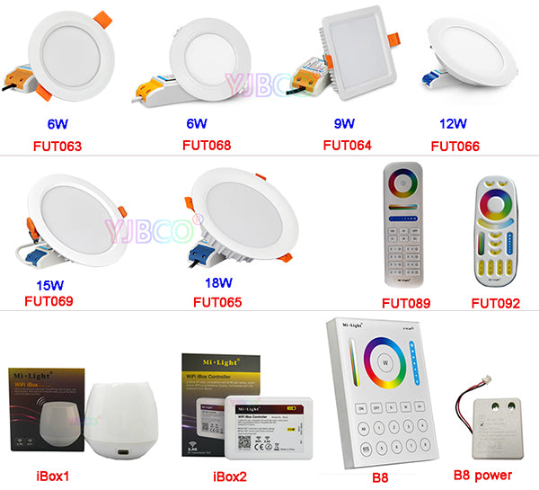 Miboxer 6W/9W/12W/15W/18W RGB+CCT LED Downlight Dimmable LED Ceiling Spotlight AC110V 220V FUT063/FUT066/FUT068/FUT069/B8/iBox1