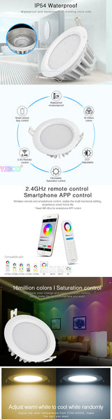 Miboxer 6W/9W/12W/15W/18W RGB+CCT LED Downlight Dimmable LED Ceiling Spotlight AC110V 220V FUT063/FUT066/FUT068/FUT069/B8/iBox1