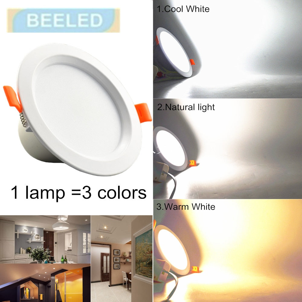LED Downlights 5W 7W 9W Warm white Pure white Cool white dimming changable 6 pack smart lamp 3colors SMD LED ceiling lamp