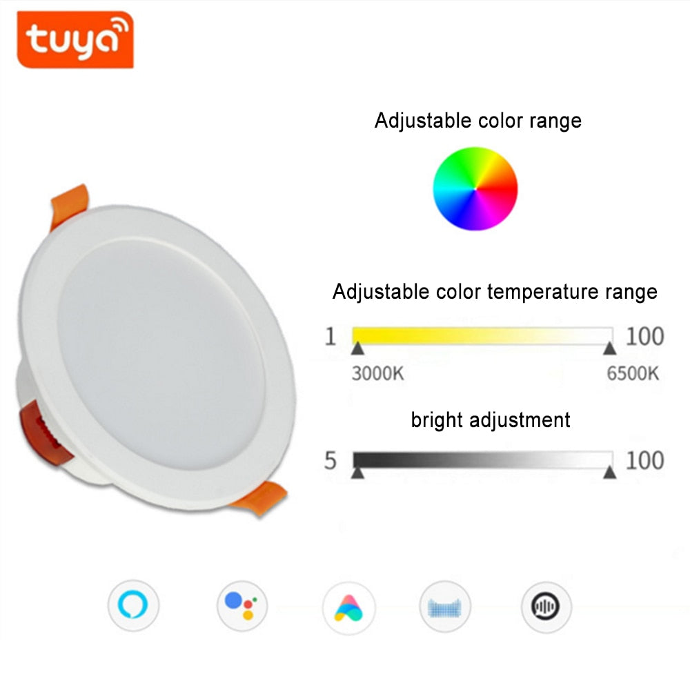 WiFi Smart LED Down light RGB CCT AC110-265V Ceiling Downlights 5W 7W 9W APP Remote Changing Color Home Lighting Decoration
