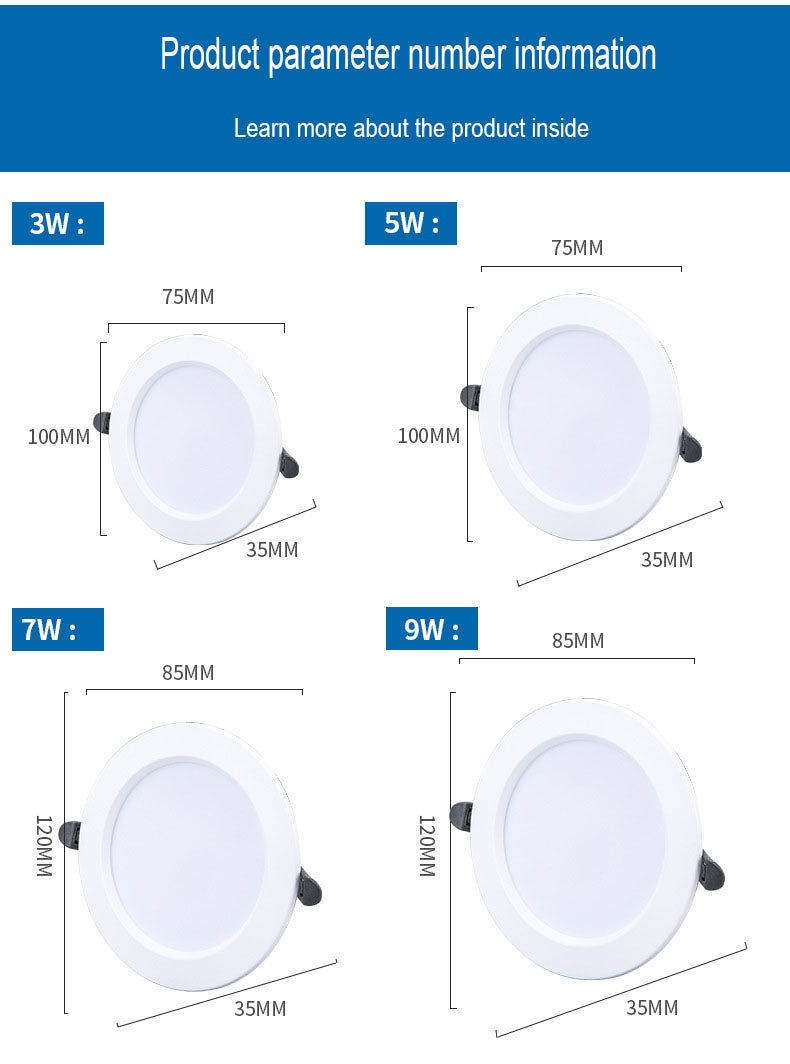 New LED Downlight 220V 230V 240V Round Recessed Lamp 3W 5W 7W 9W 12W 15w 18W Led Bulb Bedroom Kitchen Indoor LED Spot Lighting