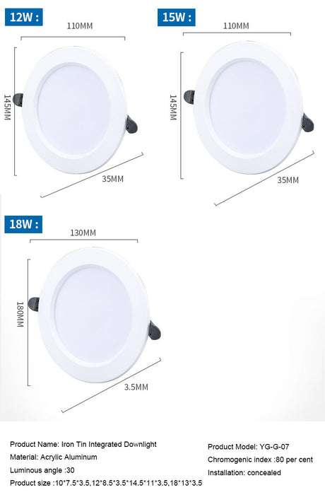 New LED Downlight 220V 230V 240V Round Recessed Lamp 3W 5W 7W 9W 12W 15w 18W Led Bulb Bedroom Kitchen Indoor LED Spot Lighting