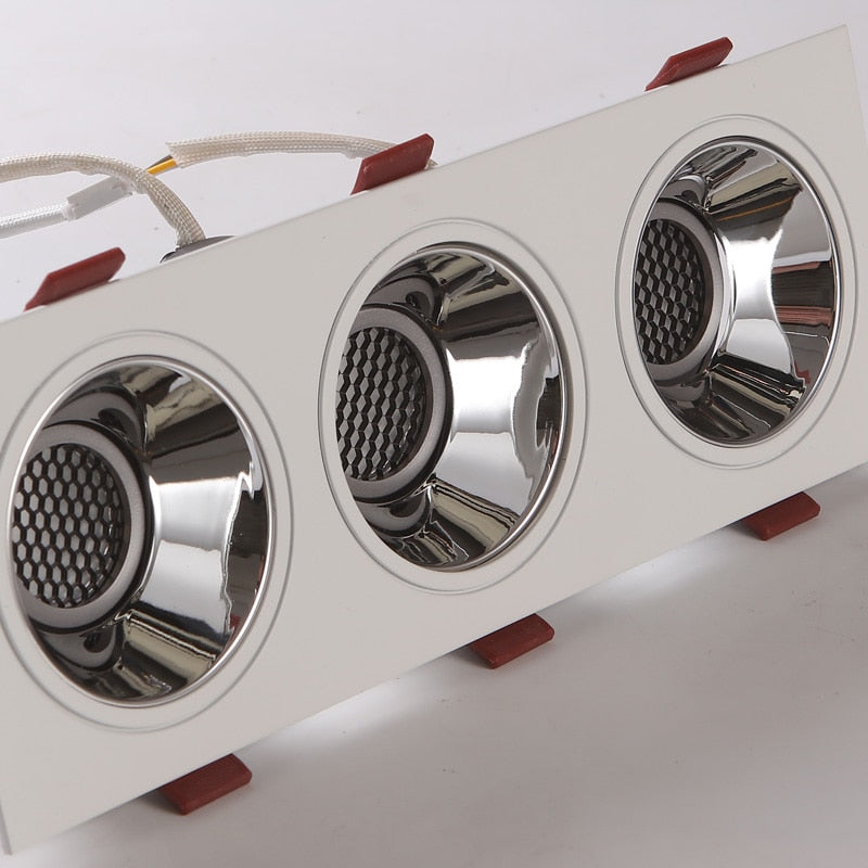 COB LED Downlight CRI92 3 Heads Anti-glare LED Spotlight 21W 36W Dimmable 110V 220V Ceiling Lamp For Shopping Mall Lighting