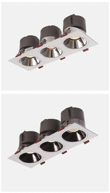 COB LED Downlight CRI92 3 Heads Anti-glare LED Spotlight 21W 36W Dimmable 110V 220V Ceiling Lamp For Shopping Mall Lighting