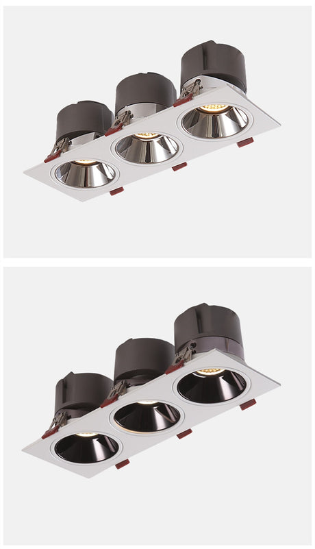 COB LED Downlight CRI92 3 Heads Anti-glare LED Spotlight 21W 36W Dimmable 110V 220V Ceiling Lamp For Shopping Mall Lighting