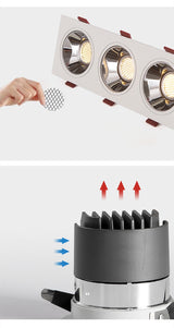 COB LED Downlight CRI92 3 Heads Anti-glare LED Spotlight 21W 36W Dimmable 110V 220V Ceiling Lamp For Shopping Mall Lighting