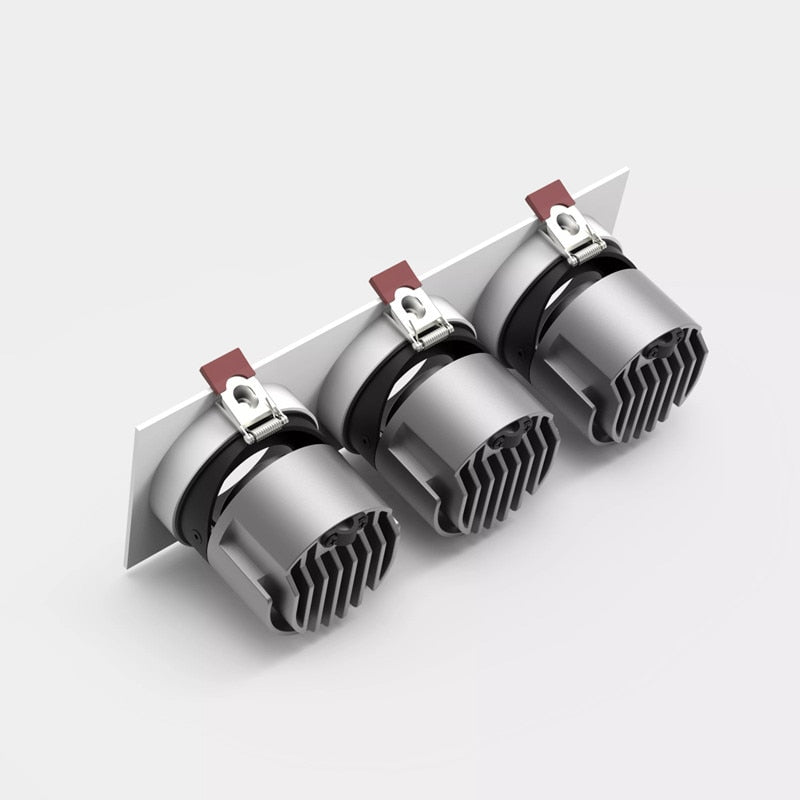 COB LED Downlight CRI92 3 Heads Anti-glare LED Spotlight 21W 36W Dimmable 110V 220V Ceiling Lamp For Shopping Mall Lighting