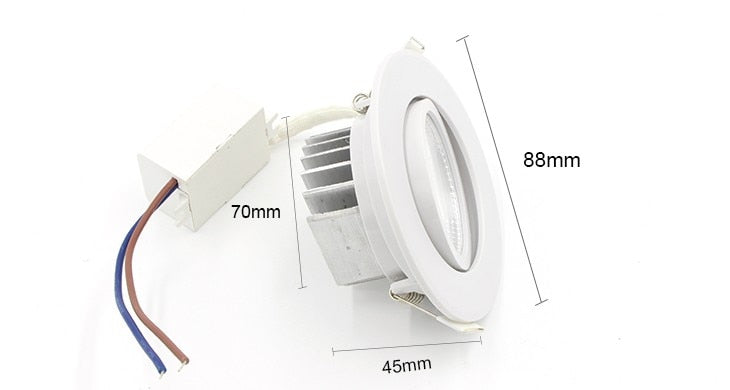 High Quality Round COB LED Spot Lamp 70mm Cutting Hole Recessed Led Downlight 5W 110V-230V Angle Adjustable for Office