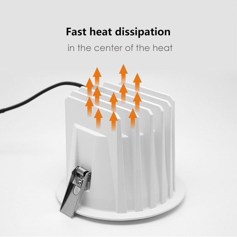 Indoor New Double Anti Glare LED COB Downlight Embedded Ceiling 20w 30w Home Kitchen Drawing Room Lighting Dimmable Office Lamp