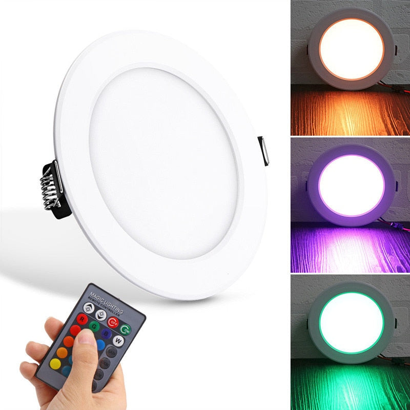 LED Downlight RGB Remote Control 5W/10W Ceiling Downlights Dimming Round Spot Lamp Bedroom Kitchen Indoor Ambient Lights