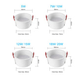 Dimmable Anti-Glare Recessed Downlight 3W 5W 7W 9W 12W 15W 18W Round AC220V Indoor Background LED Ceiling Spot Light