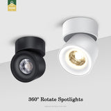 Led Surface Mounted Ceiling Downlight Round Curve Adjustable 90 degrees Nordic Spot light For Living Room Foyer Store AC90-265V