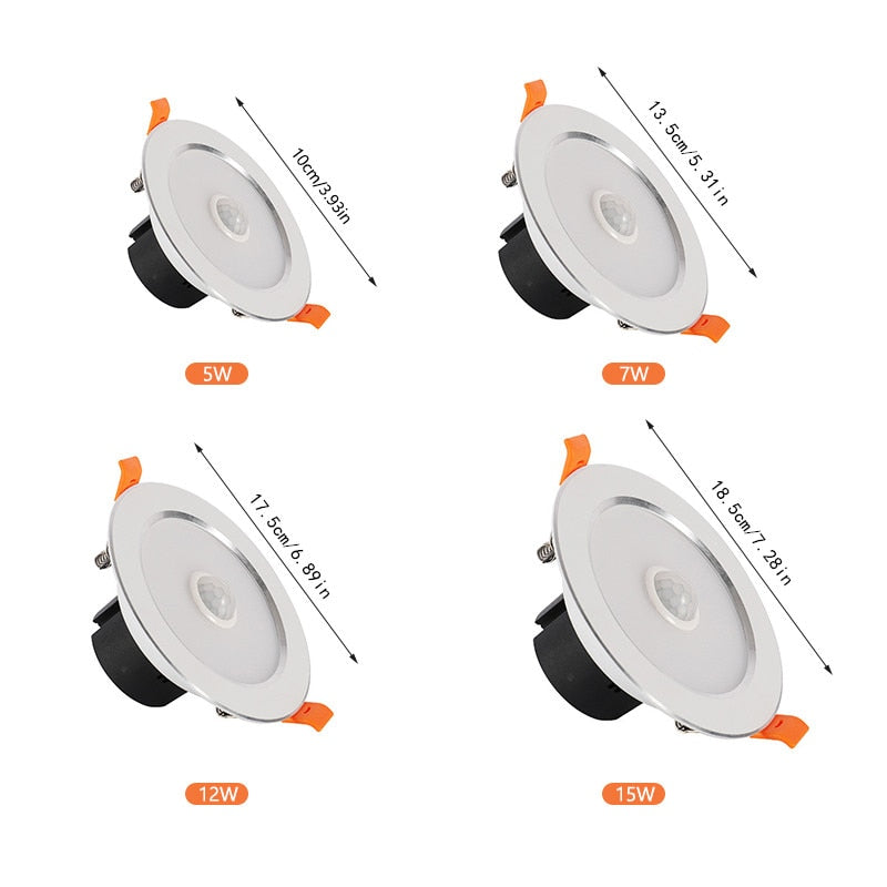 Recessed LED Downlight PIR Motion Sensor Night Lighting 5W 7W 12W 15W Modern Downlight For Living room Corridor Balcony