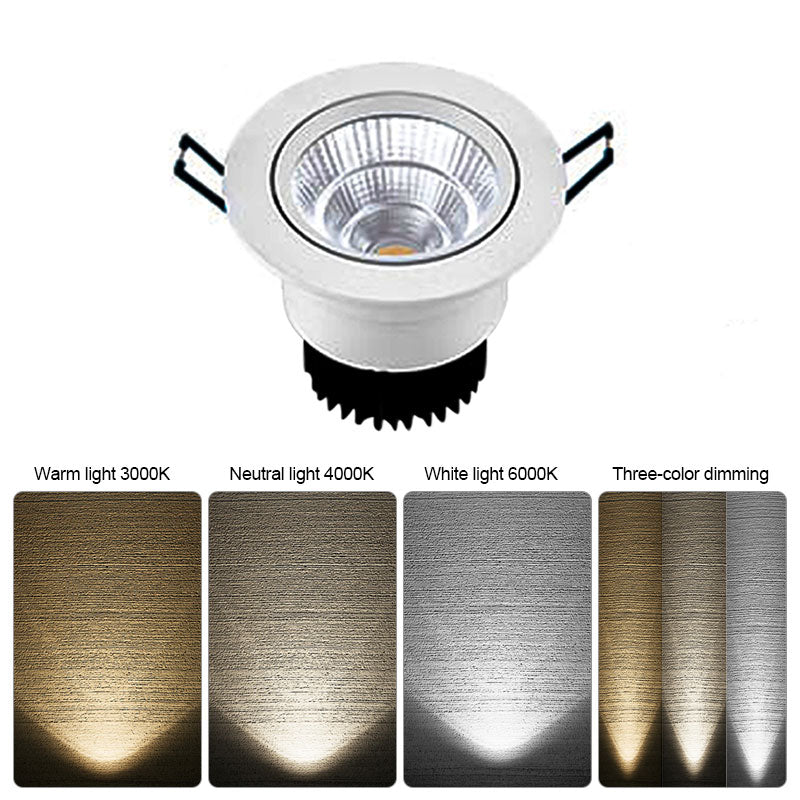 Round Dimmable Recessed LED Downlights 3W 5W 7W 9W 12W COB Ceiling Spot Lights AC85-265V Background Lamps Home illumination