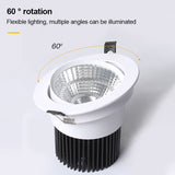 Round Dimmable Recessed LED Downlights 3W 5W 7W 9W 12W COB Ceiling Spot Lights AC85-265V Background Lamps Home illumination