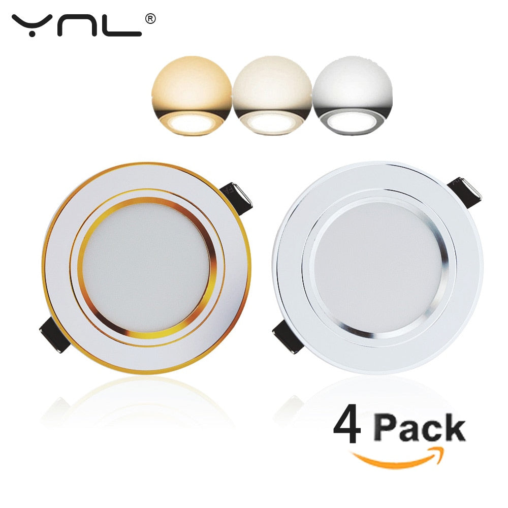 LED Down light Changeable 3W 4pcs Ceiling Recessed Light With Driver 3 Color Change Warm White Nature White Cool White