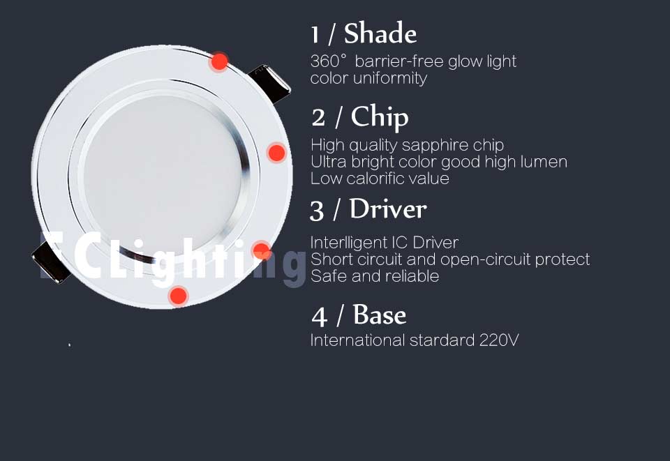 LED Down light Changeable 3W 4pcs Ceiling Recessed Light With Driver 3 Color Change Warm White Nature White Cool White