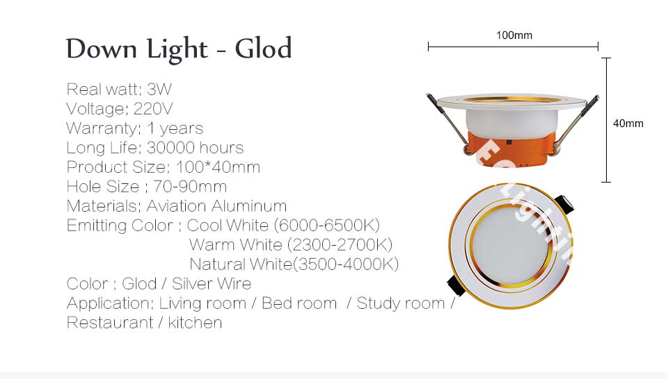 LED Down light Changeable 3W 4pcs Ceiling Recessed Light With Driver 3 Color Change Warm White Nature White Cool White