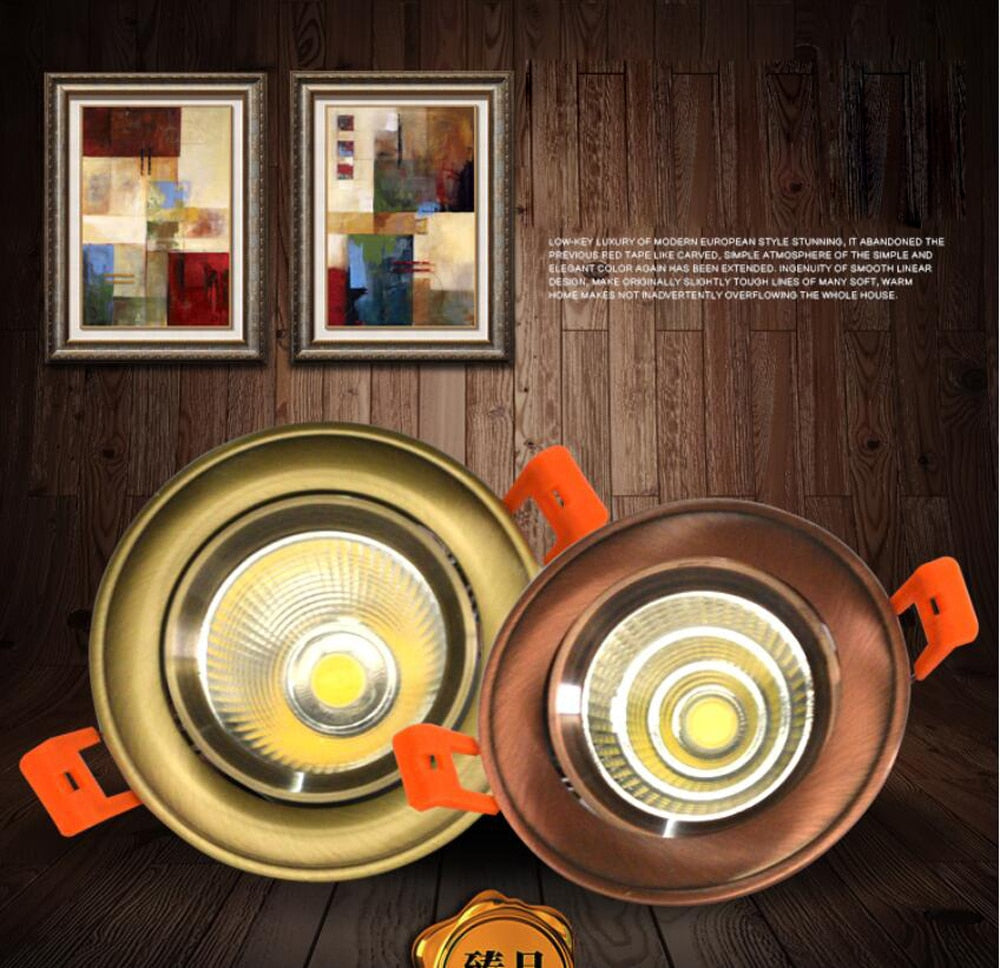 European COB Downlight 3W/5W/9W/15W AC85-265V Dimmable Downlight Lamp Recessed lighting indoor lighting