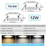 Led Downlight 5W 7W 9W 12W AC/DC 12V Ceiling lamp Recessed Cold  Natural Warm white Indoor Lighting