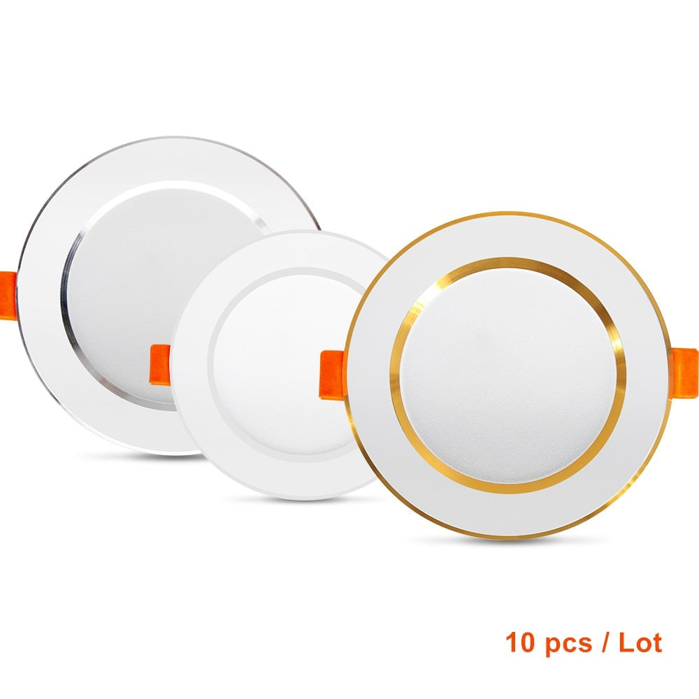  10pcs/Lot Round White SMD 2835 LED Recessed Downlight 3W 5W 7W 9W 12W Driverless AC220V Ceiling Spot Light Indoor Lighting