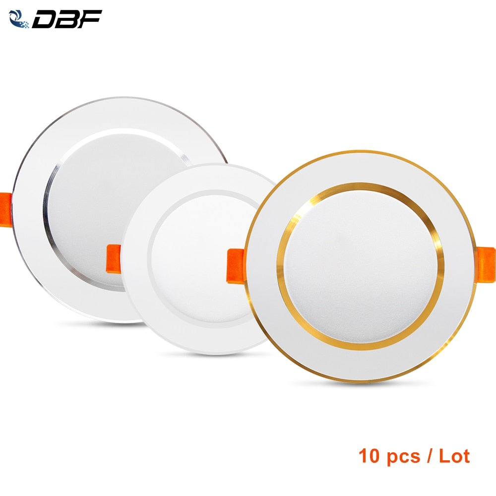 DBF 10pcs/Lot Round White SMD 2835 LED Recessed Downlight 3W 5W 7W 9W 12W Driverless AC220V Ceiling Spot Light Indoor Lighting