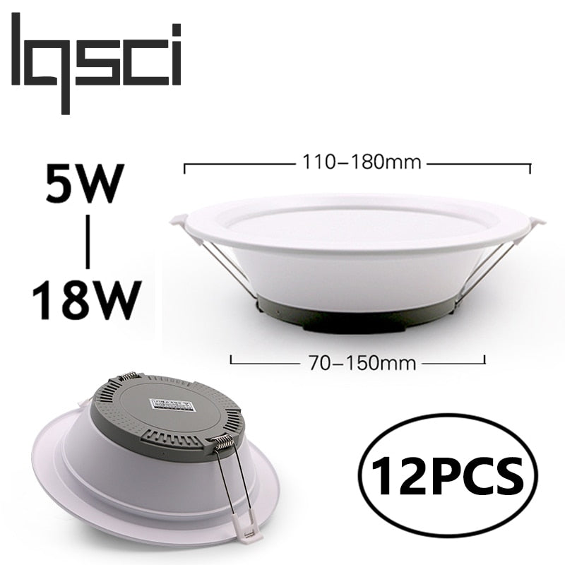 LED Downlight Ceiling Light Indoor Light Ultra-bright Round 12 PCS White 5W 7W 12W 18W AC220V-240V Cold White Warm White