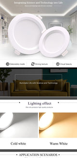 LED downlight ceiling light 6PCS 5W 7W 12W 18W warm white/cool white indoor led downlight ceiling lamp AC 220V 230V 240V