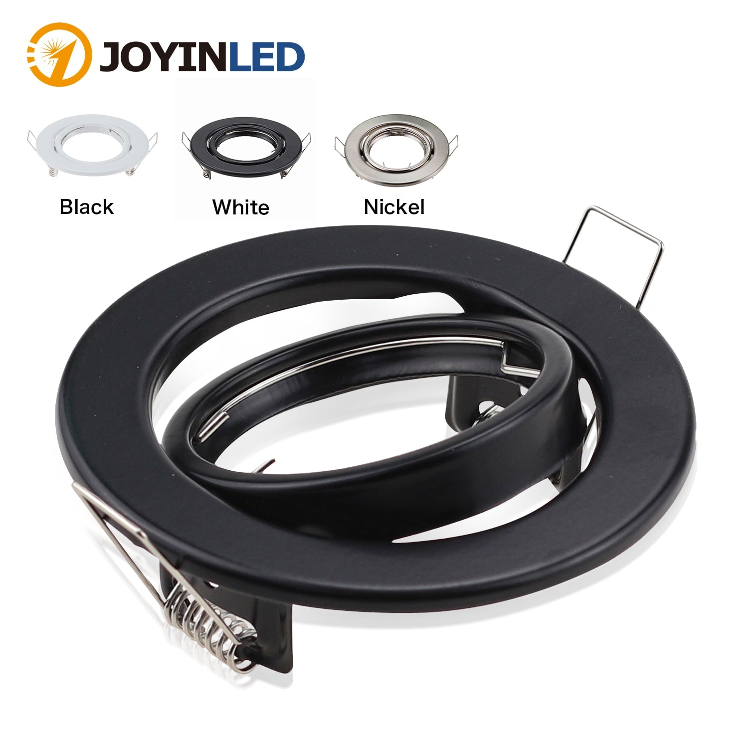 Black White Nickel Recessed LED Ceiling Light Fitting Round Adjustable Frame MR16 GU10 Bulb Fixture Downlight Holder Cutout 70mm