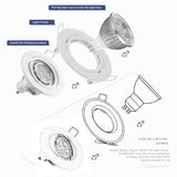 Black White Nickel Recessed LED Ceiling Light Fitting Round Adjustable Frame MR16 GU10 Bulb Fixture Downlight Holder Cutout 70mm