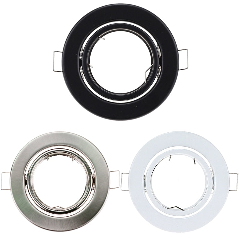 Black White Nickel Recessed LED Ceiling Light Fitting Round Adjustable Frame MR16 GU10 Bulb Fixture Downlight Holder Cutout 70mm