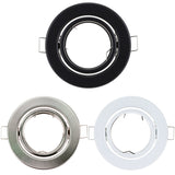 Black White Nickel Recessed LED Ceiling Light Fitting Round Adjustable Frame MR16 GU10 Bulb Fixture Downlight Holder Cutout 70mm