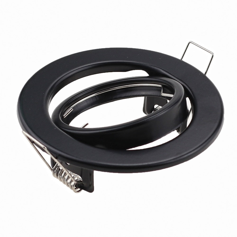 Black White Nickel Recessed LED Ceiling Light Fitting Round Adjustable Frame MR16 GU10 Bulb Fixture Downlight Holder Cutout 70mm