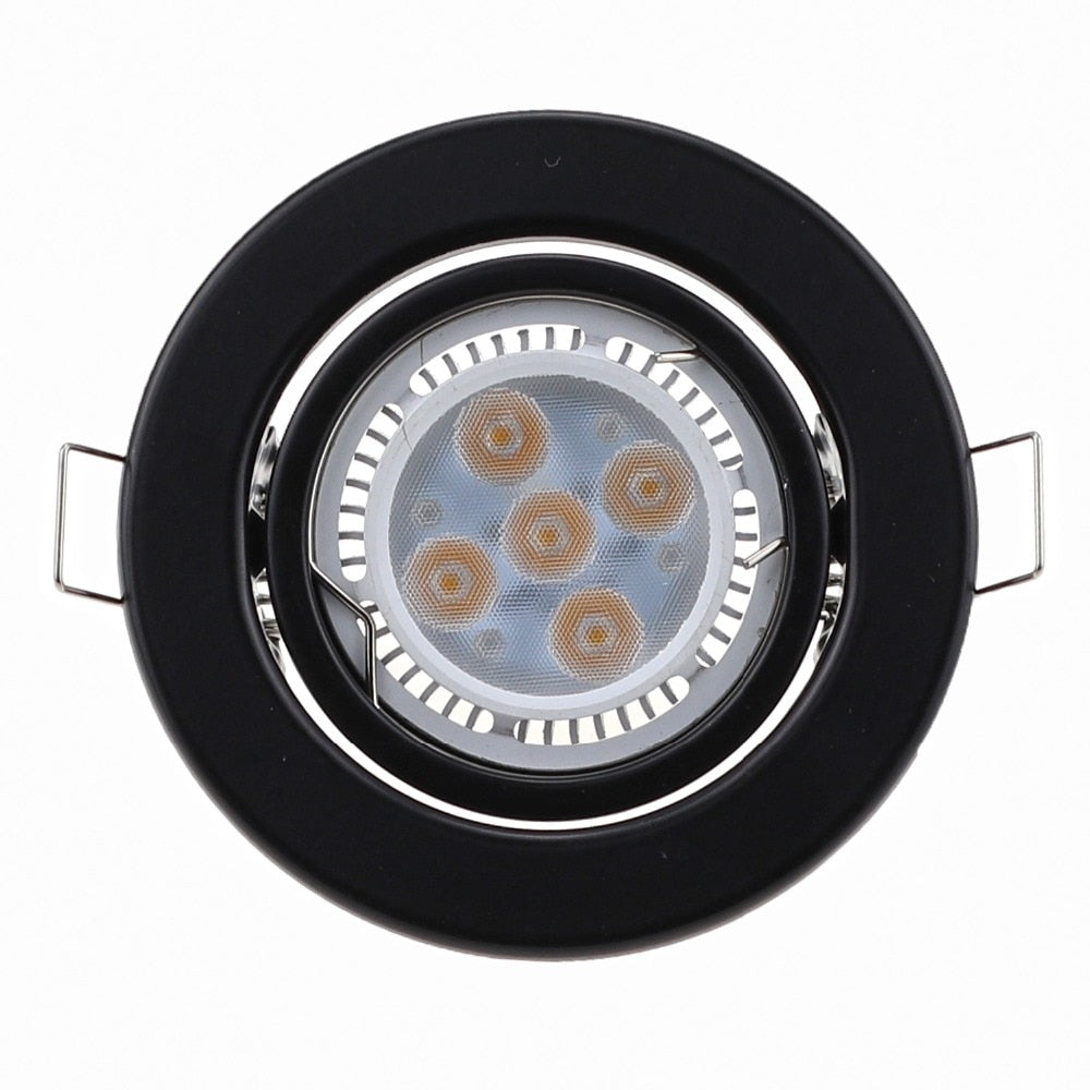 Black White Nickel Recessed LED Ceiling Light Fitting Round Adjustable Frame MR16 GU10 Bulb Fixture Downlight Holder Cutout 70mm