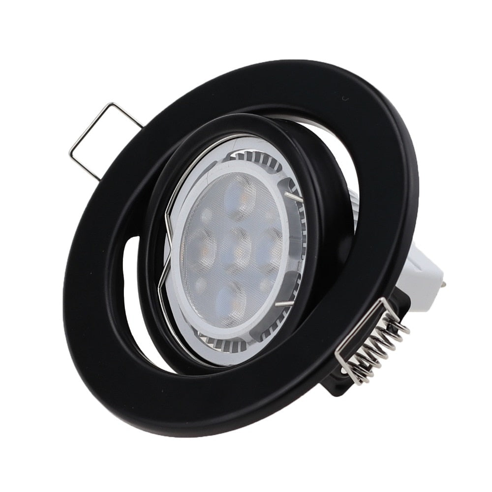 Black White Nickel Recessed LED Ceiling Light Fitting Round Adjustable Frame MR16 GU10 Bulb Fixture Downlight Holder Cutout 70mm