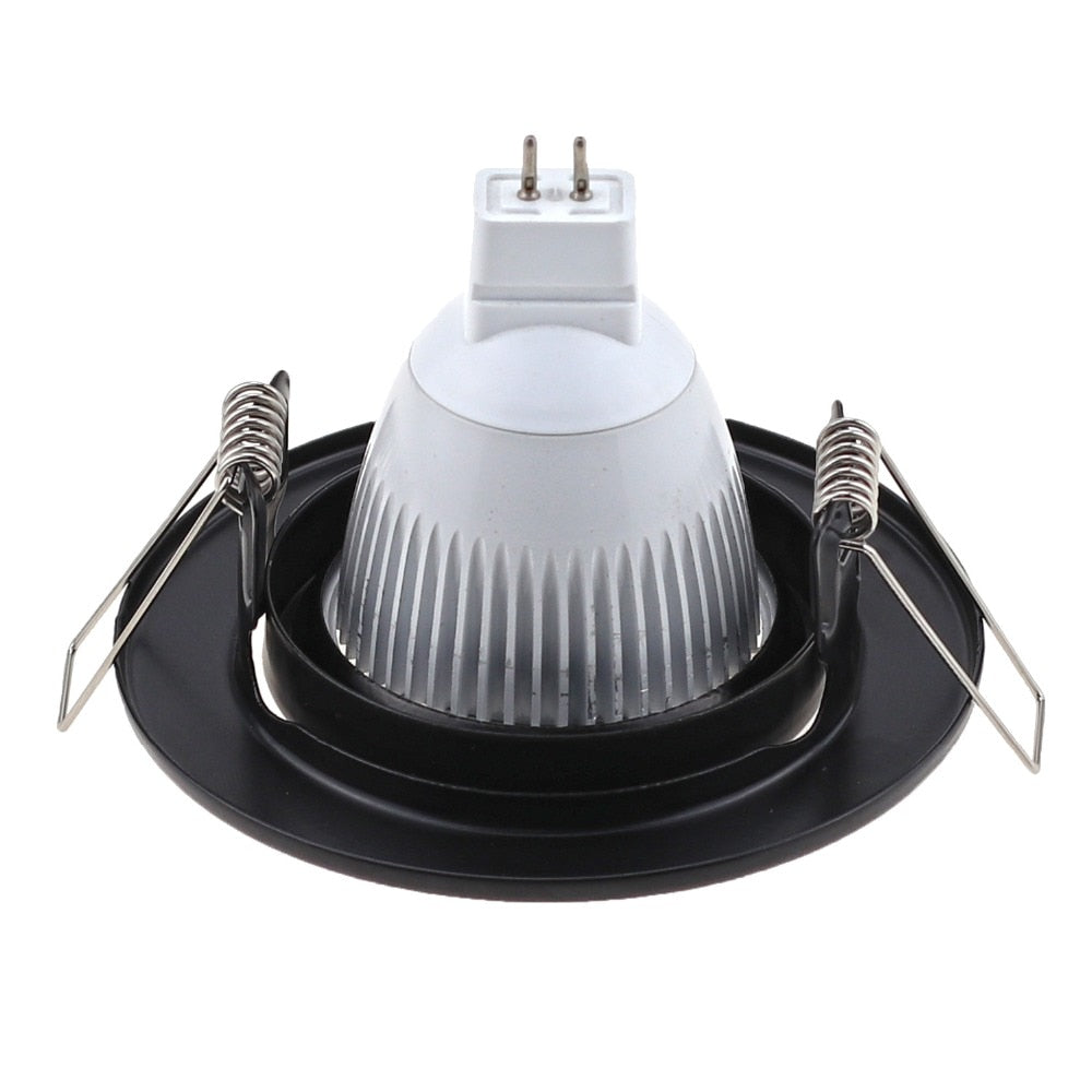 Black White Nickel Recessed LED Ceiling Light Fitting Round Adjustable Frame MR16 GU10 Bulb Fixture Downlight Holder Cutout 70mm