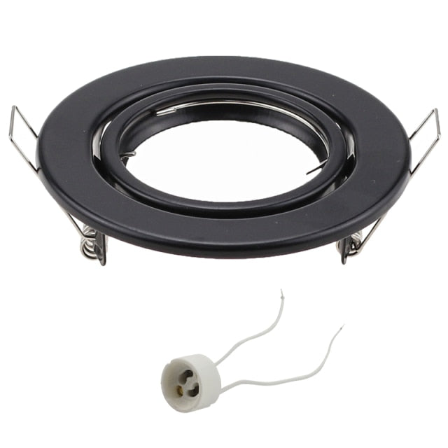 Black White Nickel Recessed LED Ceiling Light Fitting Round Adjustable Frame MR16 GU10 Bulb Fixture Downlight Holder Cutout 70mm