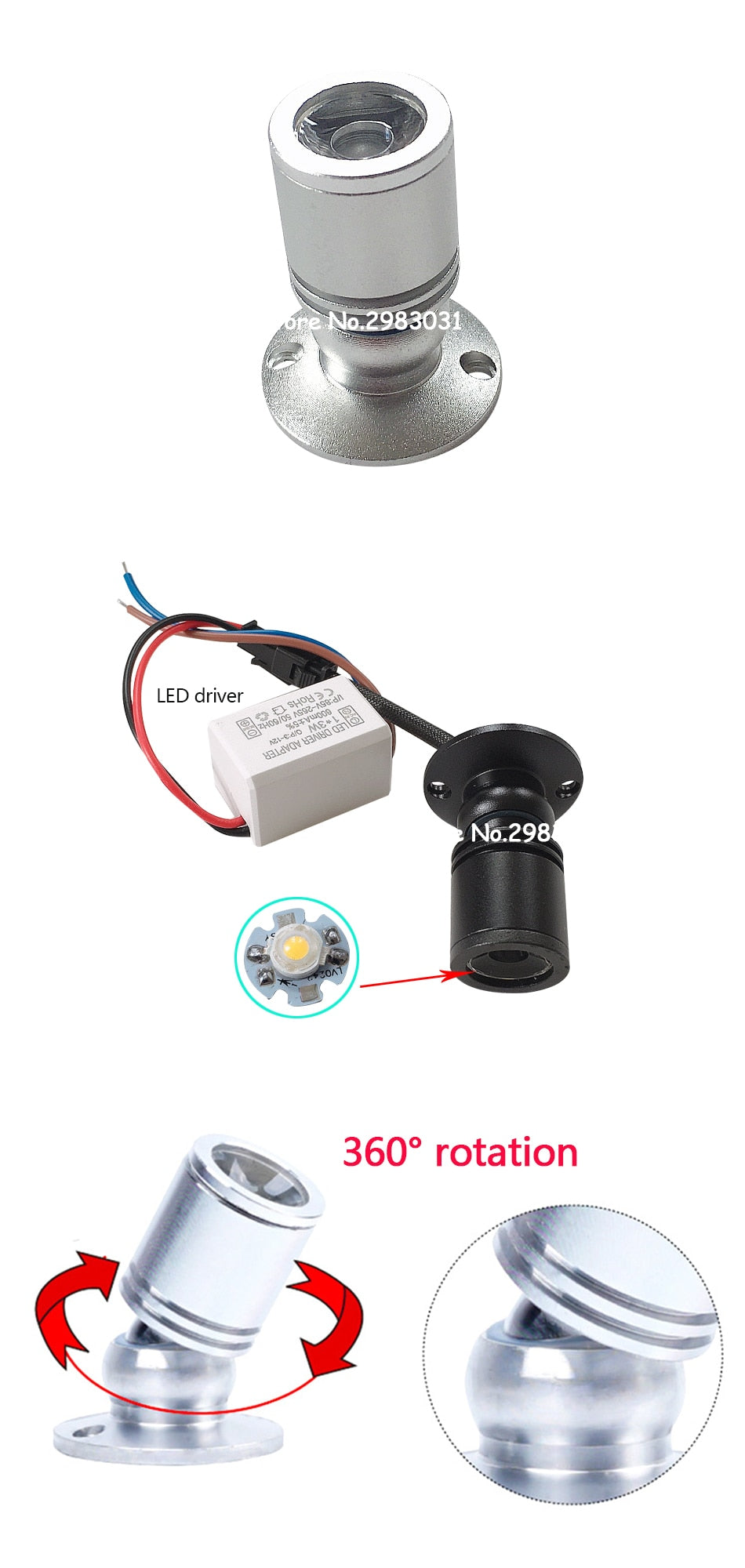 LED Cabinet Mini Spot Light 1W 3W 110V 220V Downlight 12V DC Jewelry Show Include Led Driver Surface Mounted Ceiling Light Lamp