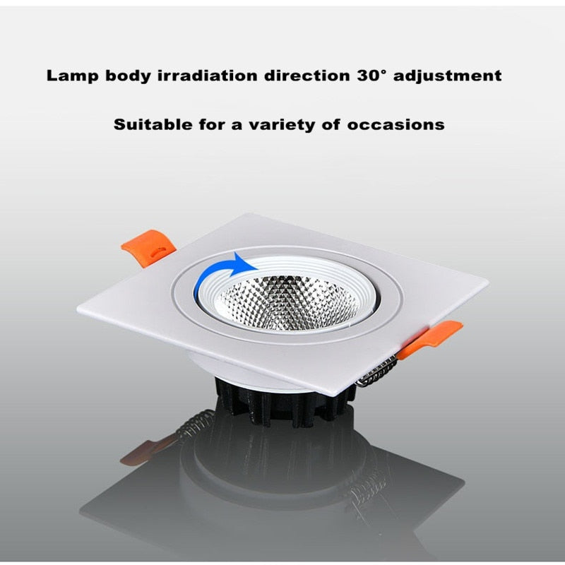 LED COB Downlight Dimmable Led Spotlight Ceiling Lamp 7W-18W Recessed 220V 110V Single DouBle Square Led Spot Light