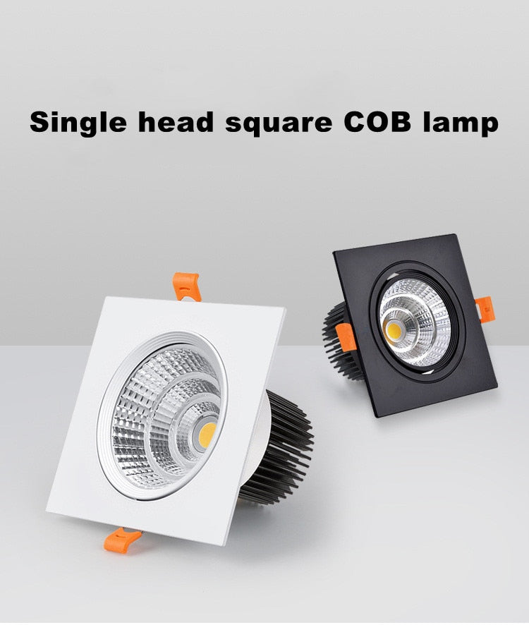 LED COB Downlight Dimmable Led Spotlight Ceiling Lamp 7W-18W Recessed 220V 110V Single DouBle Square Led Spot Light