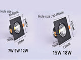 LED COB Downlight Dimmable Led Spotlight Ceiling Lamp 7W-18W Recessed 220V 110V Single DouBle Square Led Spot Light
