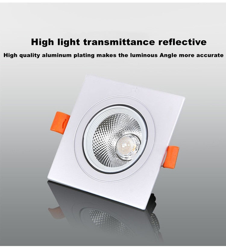 LED COB Downlight Dimmable Led Spotlight Ceiling Lamp 7W-18W Recessed 220V 110V Single DouBle Square Led Spot Light