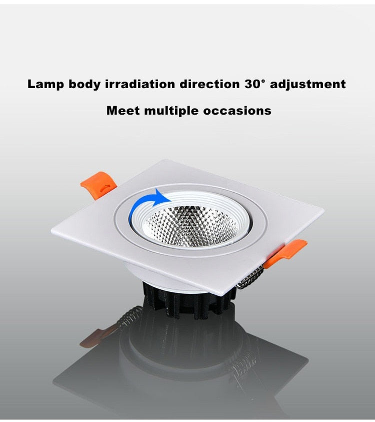 LED COB Downlight Dimmable Led Spotlight Ceiling Lamp 7W-18W Recessed 220V 110V Single DouBle Square Led Spot Light