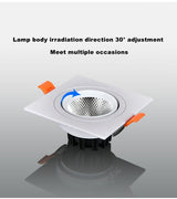 LED COB Downlight Dimmable Led Spotlight Ceiling Lamp 7W-18W Recessed 220V 110V Single DouBle Square Led Spot Light