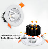 Dimmable Recessed LED Downlights 7W 9W 12W COB LED Lights AC220V 230V Ceiling Spot Kitchen Lamps Indoor Hotel Lighting