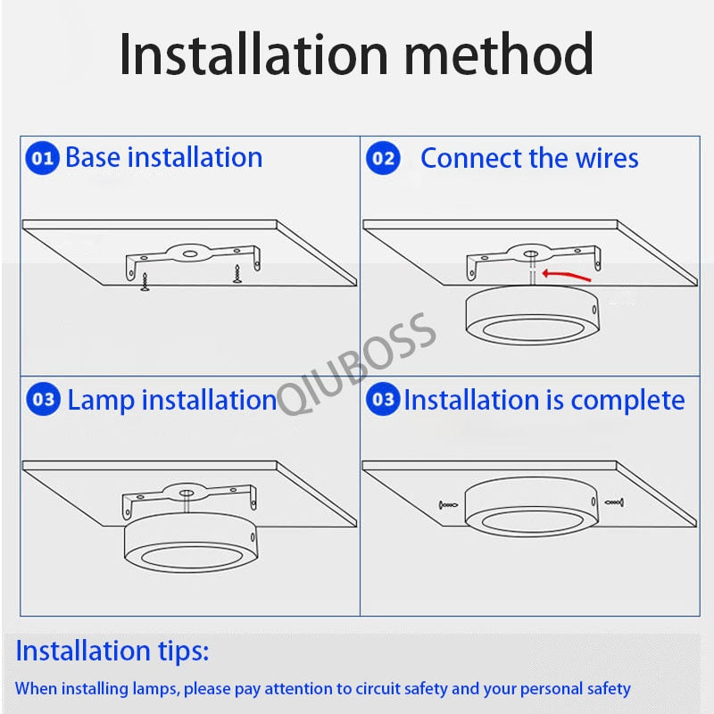 Round Square LED Panel Light Ceiling Lamps 6W/9W/12W/18W/24W Surface Mounted AC86-265V LED Downlights Home Decors Indoor Lighting
