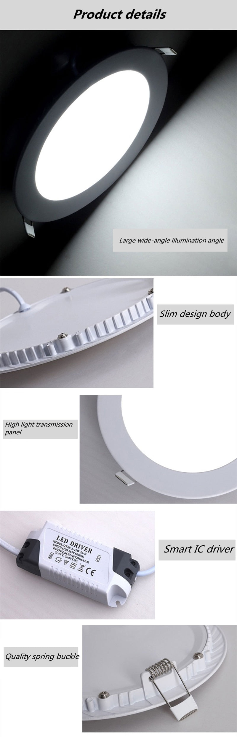 LED Panel Light 3W 4W 6W 9W 12W 15W 18W Recessed Ceiling LED Downlight Indoor lighting Spot Light Slim design home renovation